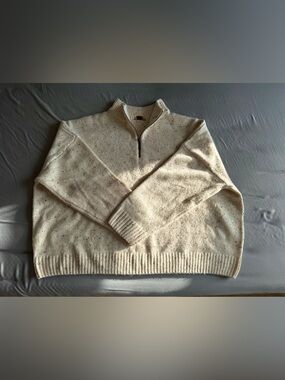 WindRiver Flecked Quarter Zip Knit Sweater - Cream Speckled